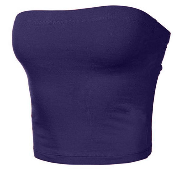 Women's solid color sexy slim tube top T-shirt