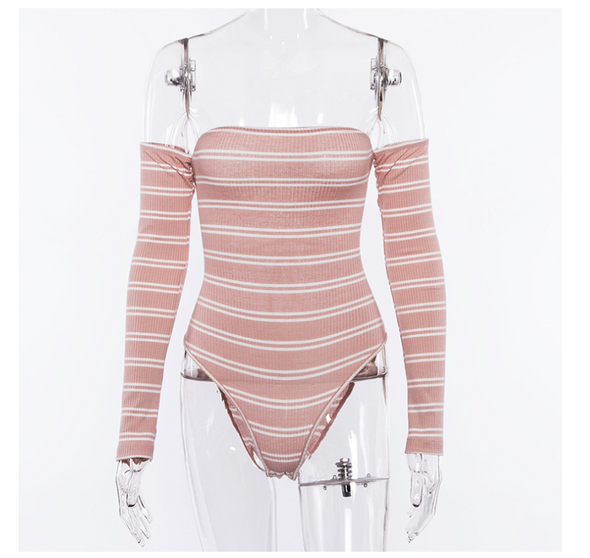 Autumn new women's collar collar long sleeve striped T-shirt halter straps leggings women