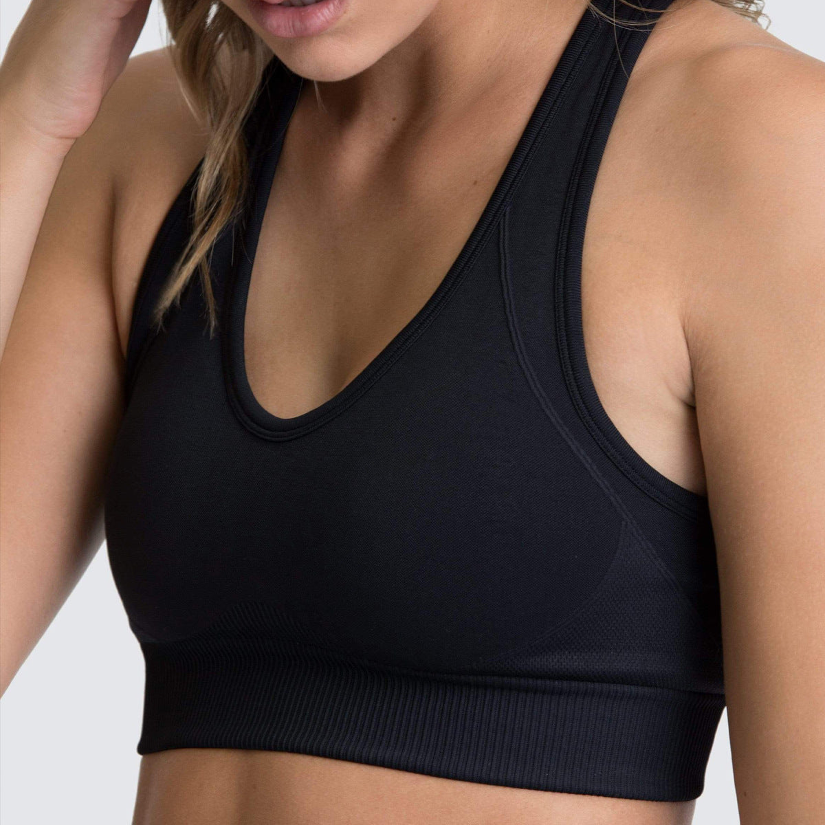 Seamless Ribbed-Knit Sports Bra