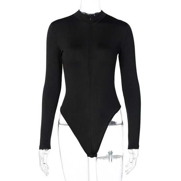 Women's Zipper Long-Sleeved Slim Jumpsuit