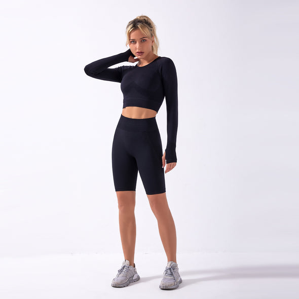 New Summer 2021 2pc Hip-Lifting Breathable Knitted Yoga Set