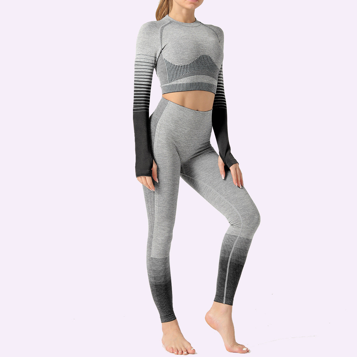 Stripe-Detail Running Fitness Set