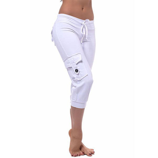 Elastic-Waist Cropped Pocket Pants