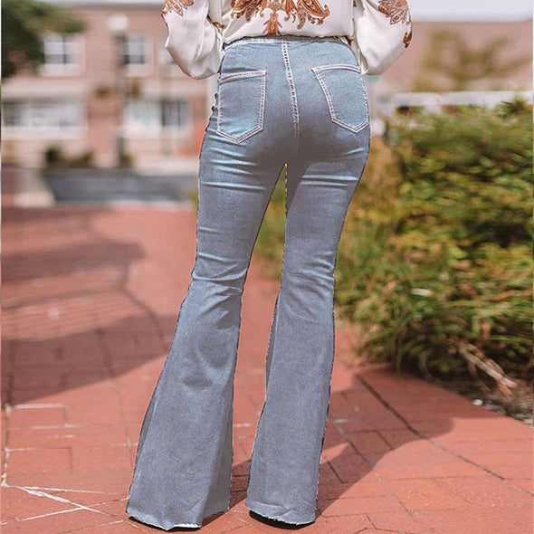 Fashion High-Waist Stretch Slim And Loose Flared Pants