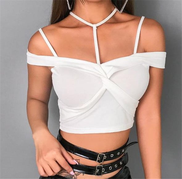 Thin cross-neck top