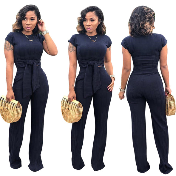 Women's Hang Strip Leisure Sports Suit Short-sleeved Trousers