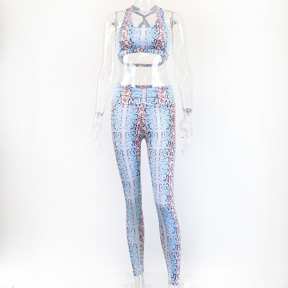 Digital Printed Halter Yoga Wear Sports And Fitness Two-Piece Suit