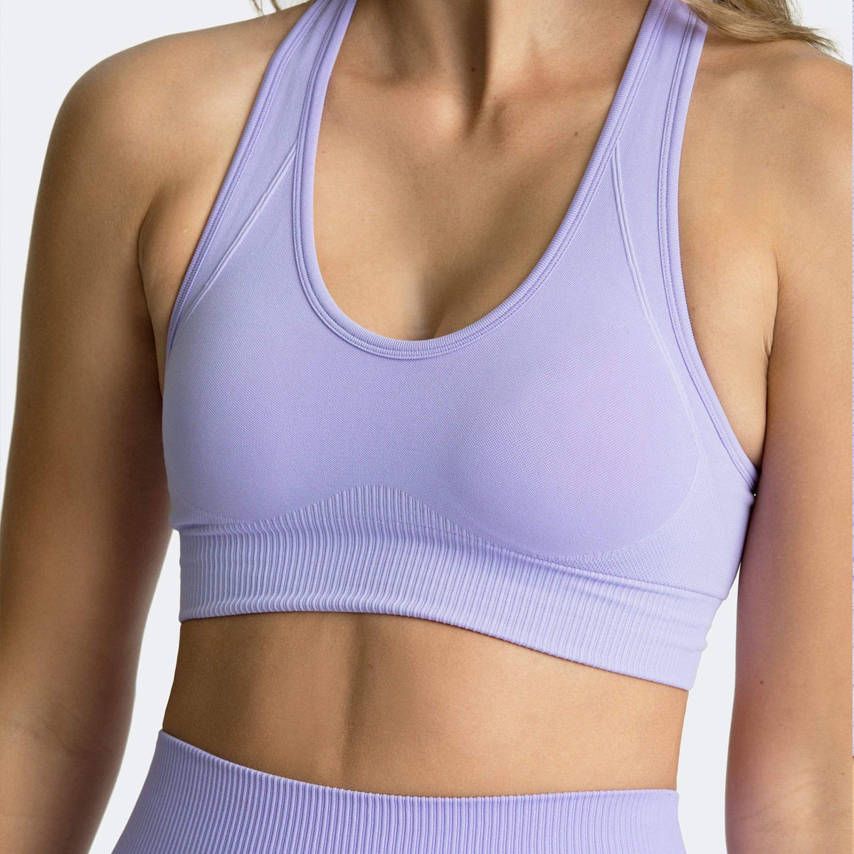Seamless Ribbed-Knit Sports Bra