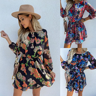 European And American New Flower Dress