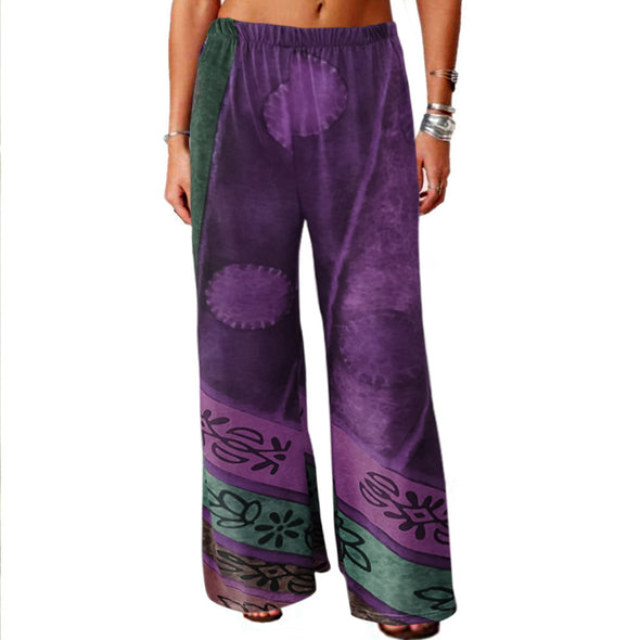Vintage Printed Loose Wide-leg Trousers