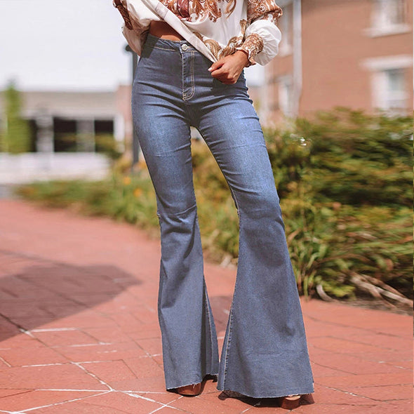 Fashion High-Waist Stretch Slim And Loose Flared Pants