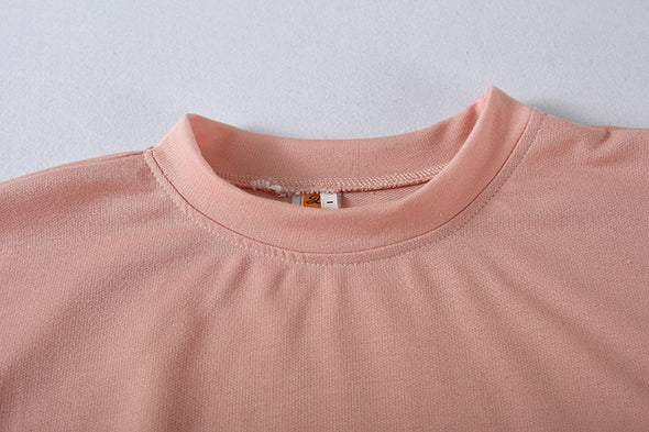 Two-Piece Suit Of Round Neck Top And Loose Shorts