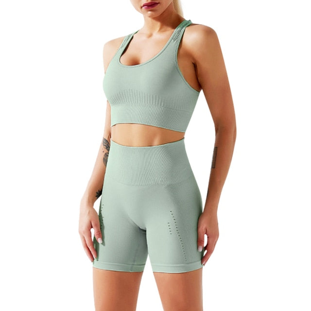 High-Waist Yoga Short 2-Piece Set