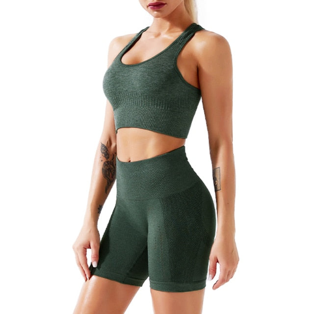 High-Waist Yoga Short 2-Piece Set